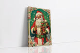 Vintage Holly Bordered Santa Card