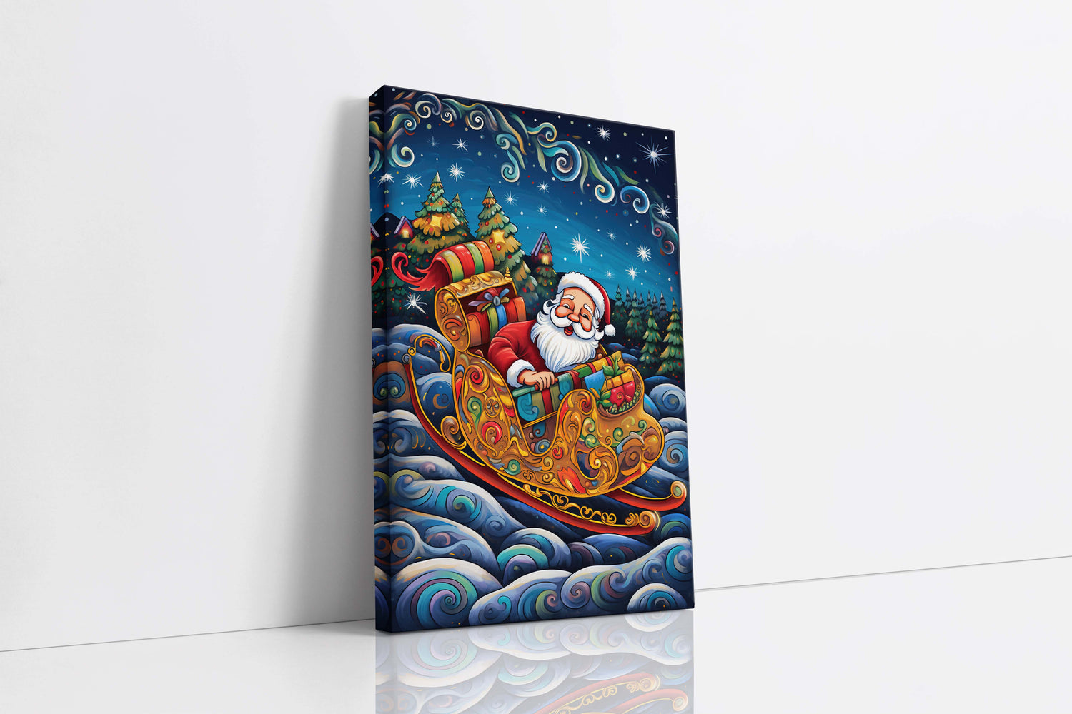 Santa's Sleigh in Swirling Clouds