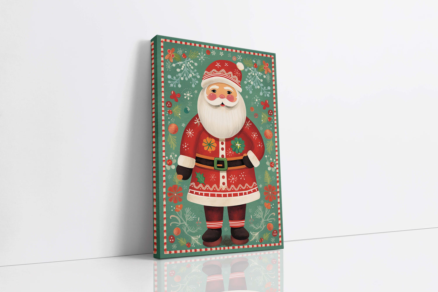 Santa with a Candy Striped Border