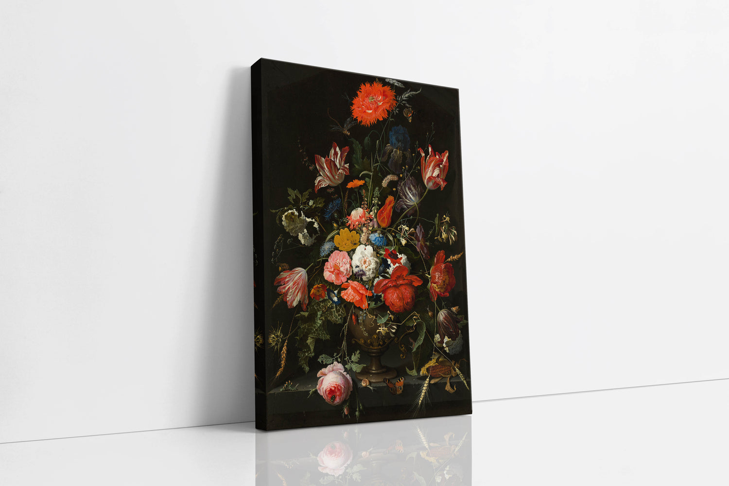 Flowers in a Metal Vase