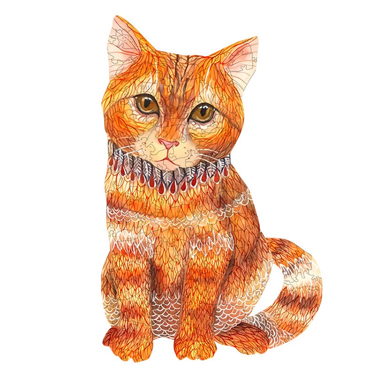 Wooden Jigsaw Puzzle Orange Cat